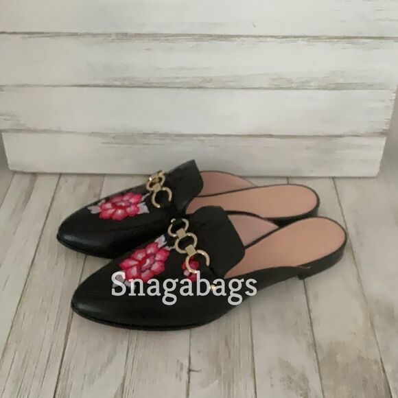 KATE SPADE NIB CANYON BLACK NAPPA POINTED TOE SLIP ON FLAT SHOES SIZE 7.5 M - Picture 5 of 11